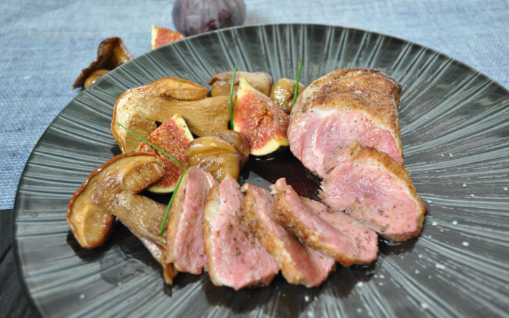 filet de canette avec cèpes châtaigne et figues