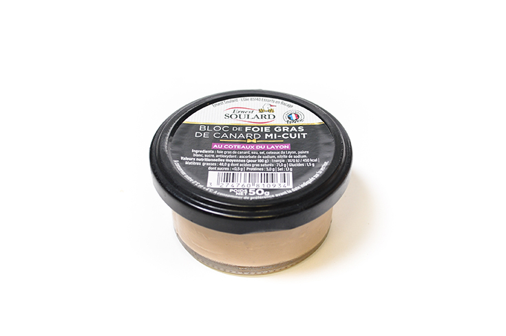 Bloc de foie gras de canard sans morceaux mi-cuit au Coteaux du Layon Soulard
