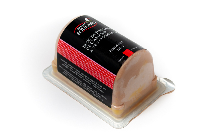Bloc de foie gras de canard 30% de morceaux mi-cuit Soulard