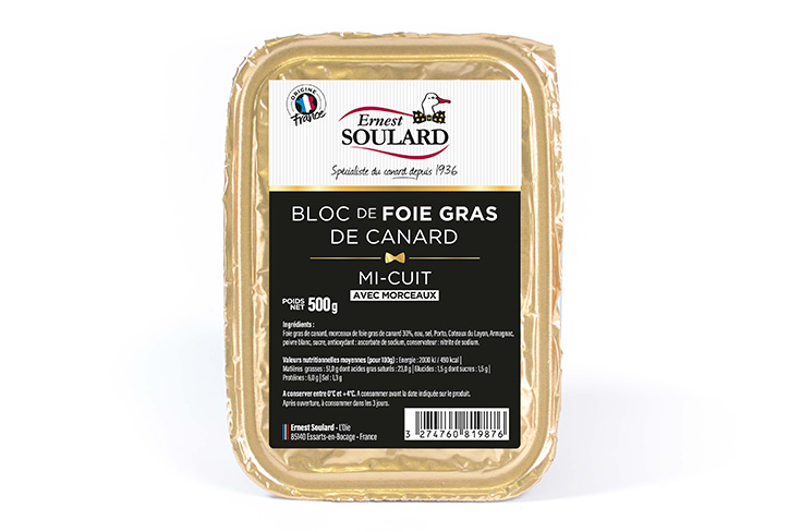 Bloc De Foie Gras de Canard Mi-Cuit Avec Morceaux 30% 1 Kg - Délices &  Bonheurs - Frais 