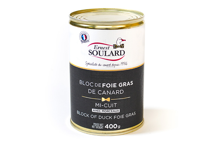 Bloc de foie gras de canard avec 30% de morceaux mi-cuit 200G